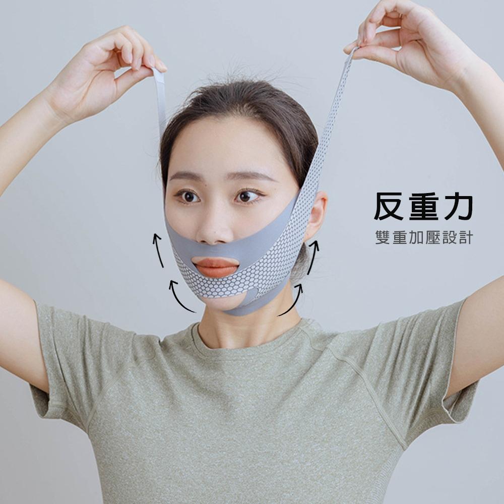 【現貨 免運🔥瘦臉V型面罩】V臉面罩 塑臉帶 雙開口V臉 繃帶 瘦臉面罩 瘦臉帶 日夜塑形 雙下巴 瘦臉-細節圖2