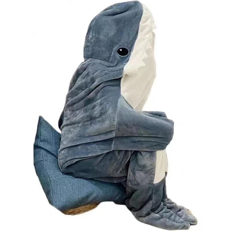 【快速出貨🔥】鯊鯊🦈 可愛睡衣 鯊魚睡衣 情侶睡衣 法蘭絨 睡毯 日式鯊魚睡袋 睡袋 睡衣 被子 交換禮物-細節圖4