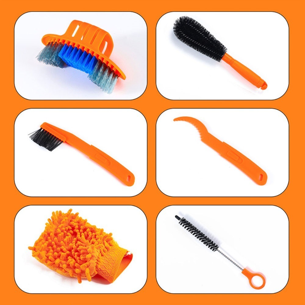 DG 六件組尼龍清潔刷套組 自行車飛輪刷 腳踏車大盤刷 花鼓刷 外胎刷 輪框刷 輪胎刷子毛刷 機車洗鏈條刷 鏈條毛刷-細節圖3