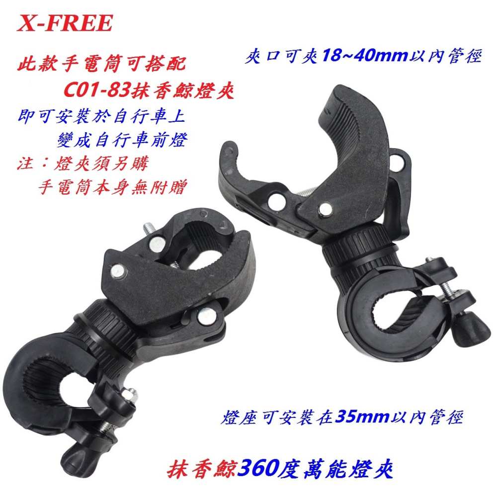 DG 鯊魚變焦手電筒 充電手電筒 USB充電手電筒 X-FREE 車前燈 COB手電筒 燈座 LED車頭燈 微笑鯊前燈-細節圖10