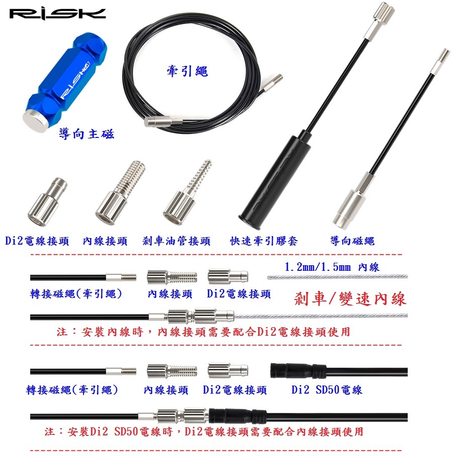 DG RISK自行車內走線工具 碳纖維車架引線工具 線管油管磁鐵引線器 公路車穿線工具 Di2 SD50電線引線牽引器-細節圖9