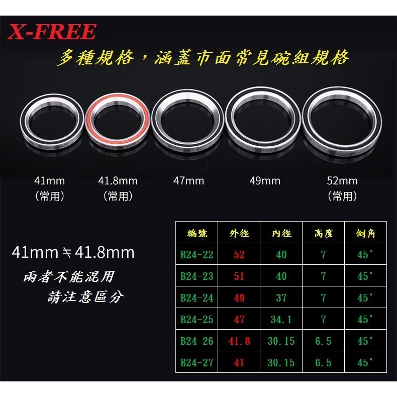 DG 自行車碗組鋼製密封軸承培林52mm 51mm 41.8mm 41mm前叉培林 公路車頭碗培林 登山車龍頭軸承 培林-細節圖5