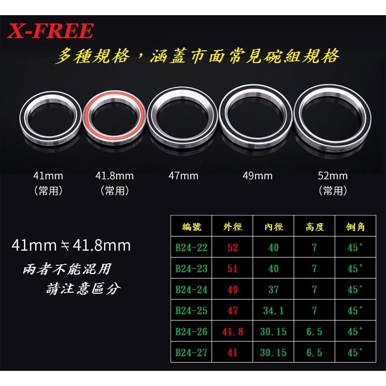 DG 自行車碗組鋼製密封軸承培林52mm 51mm 41.8mm 41mm前叉培林 公路車頭碗培林 登山車龍頭軸承 培林-細節圖5