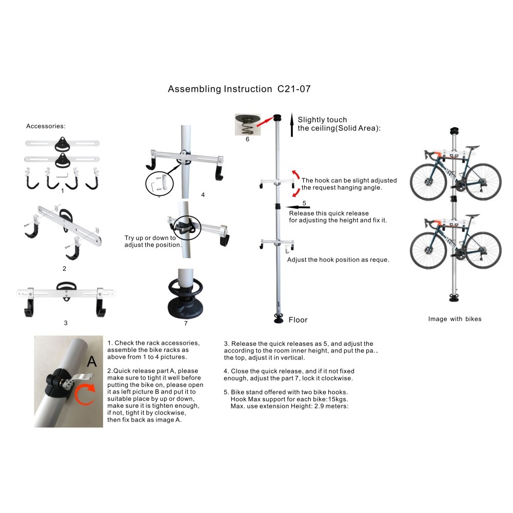 DG 升級款4米鋁合金頂天立地架 BCCN自行車四米頂天立地柱 頂天立地 掛車架 停車架 置車架 曬衣架 壁掛架 停車塔-細節圖11