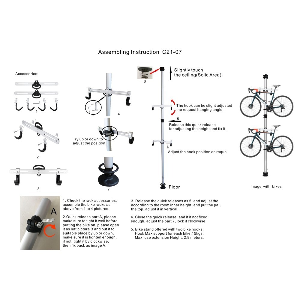 DG 升級款4米鋁合金頂天立地架 BCCN自行車四米頂天立地柱 頂天立地 掛車架 停車架 置車架 曬衣架 壁掛架 停車塔-細節圖11