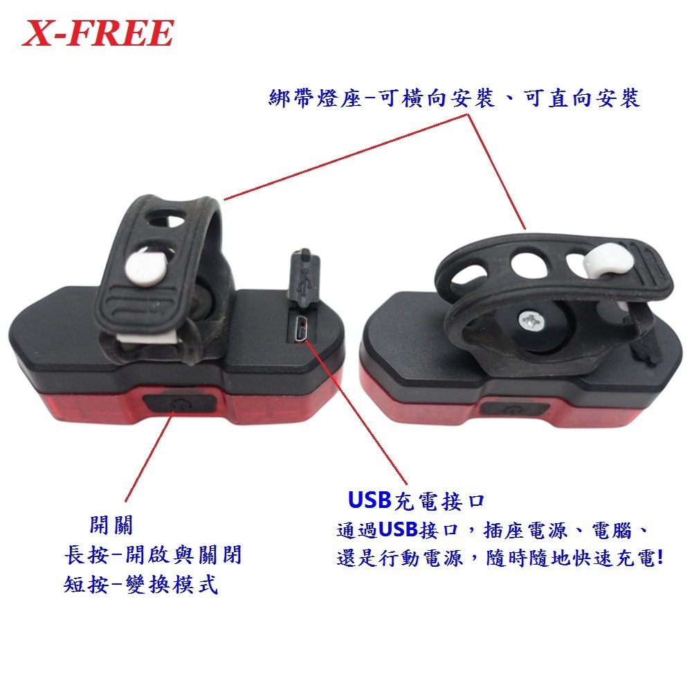 DG 火焰紅白光雙色警示燈 爆閃警示燈 火焰燈 USB充電自行車尾燈 單車後燈 騎行夜騎超長續航 定位燈LED車燈手電筒-細節圖5