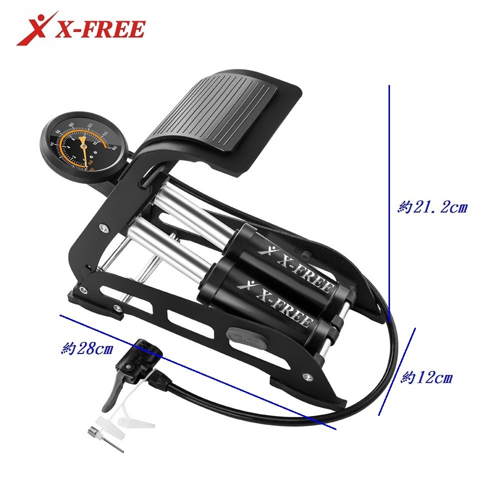 DG 腳踩式雙缸高壓打氣筒 自行車打氣機 落地式充氣機 打氣桶 籃球打氣 汽車充氣泵 機車打氣筒 打氣球針 打氣筒-細節圖10