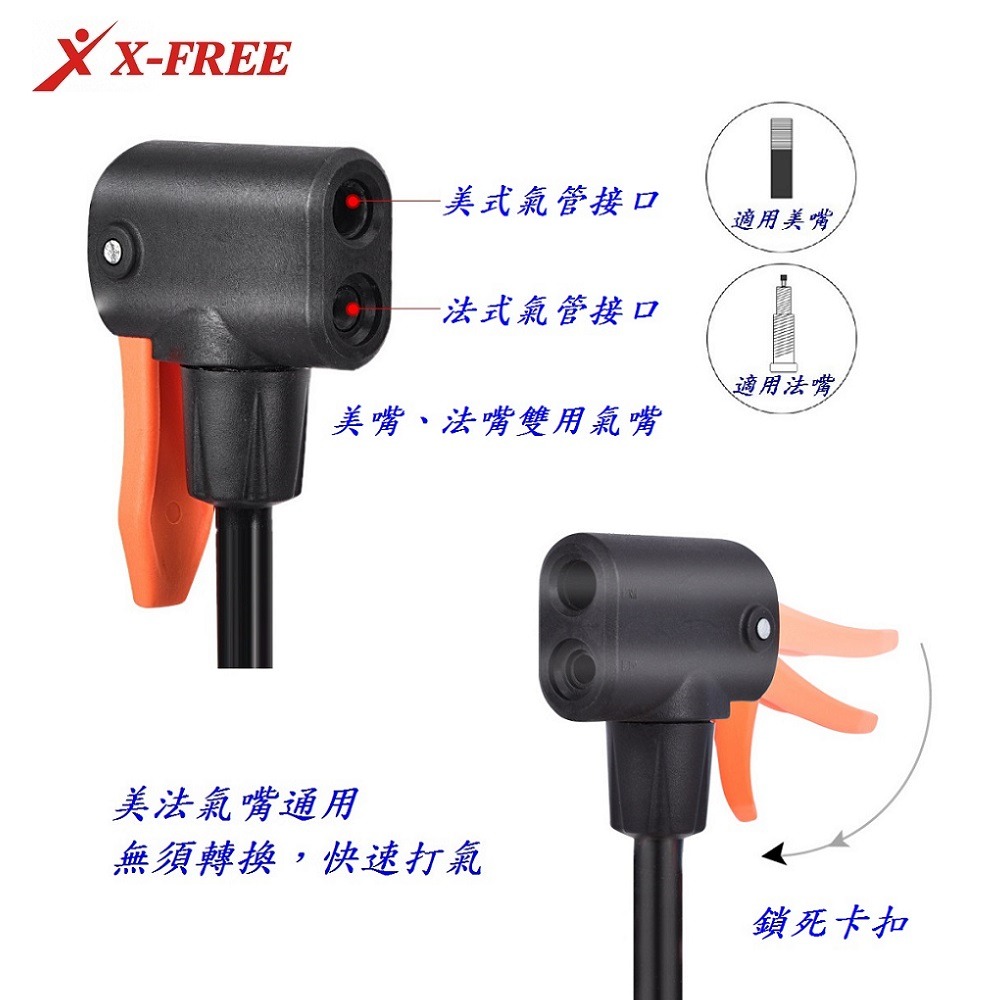 DG 美法雙用氣嘴頭 氣管帶 X-FREE腳踩式打氣筒氣管帶 打氣筒打氣管 打氣筒管線 打氣筒氣管 美法雙用打氣嘴-細節圖7