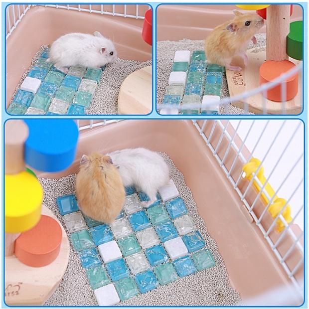 倉鼠涼墊倉鼠降溫用品散熱板金絲熊夏天寵物涼毯涼蓆窩冰墊消署墊-細節圖2