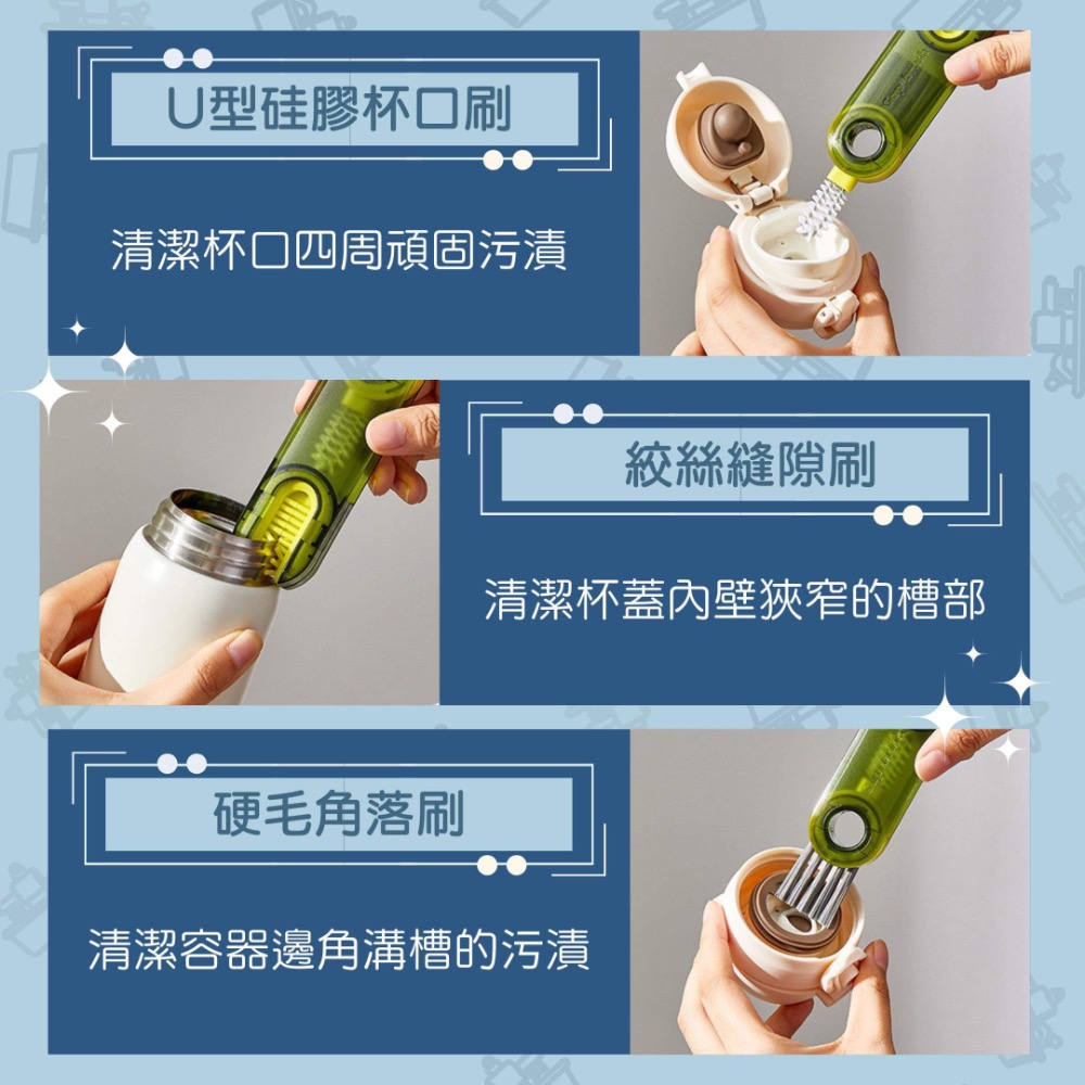 現貨快速出貨杯蓋刷杯蓋清潔刷三合一U型杯蓋清潔刷蘿蔔杯蓋刷圓肚精靈家族水瓶保溫杯刷 奶瓶刷 水杯清潔神器-細節圖3