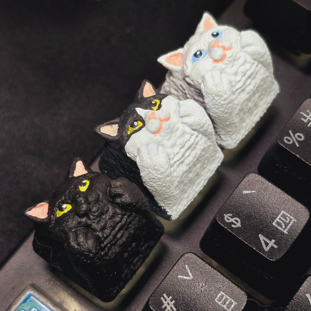 賓士貓/黑白貓鍵帽-細節圖4