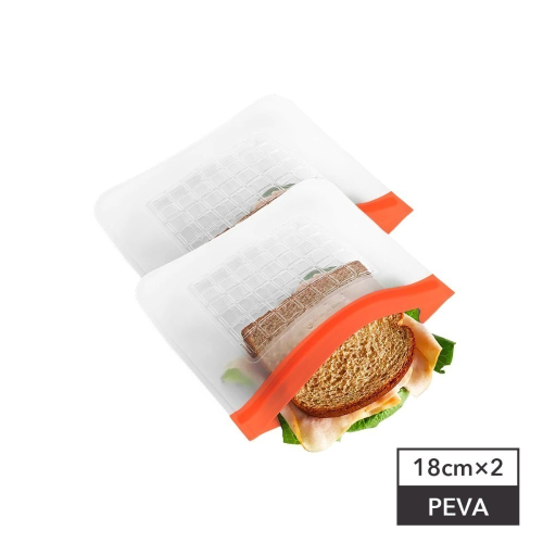 [Prepara] 食物保鮮密封夾鏈袋[3號袋 橘色夾鏈]-20.32x17.38cm x2入