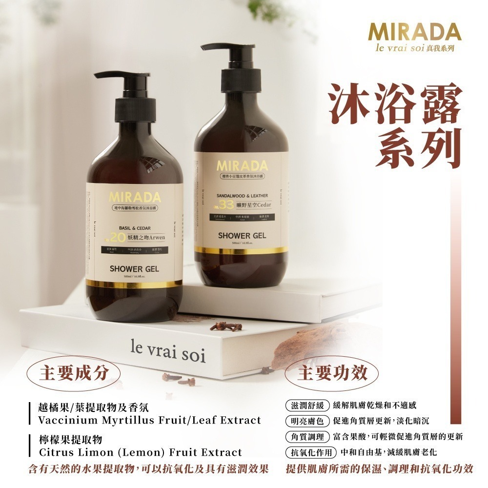 MIRADA 妖精之吻 Arwen No.20 地中海羅勒雪松香氛保濕沐浴露 500ml-細節圖2