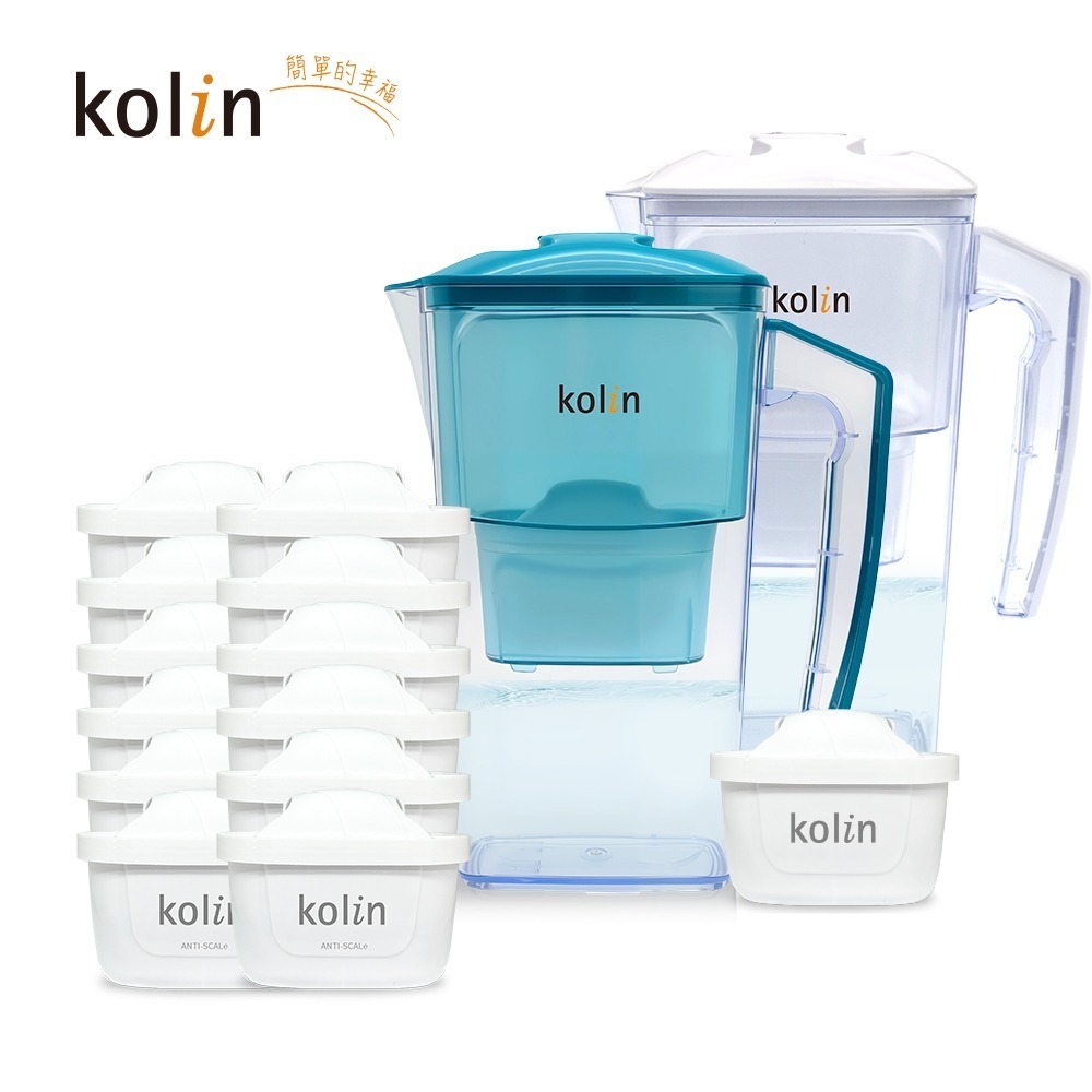 Kolin 歌林 2.5L濾水壺(內含四重濾芯*1)+五重淨垢濾芯12入(共1壺13芯/適用Brita)-細節圖4
