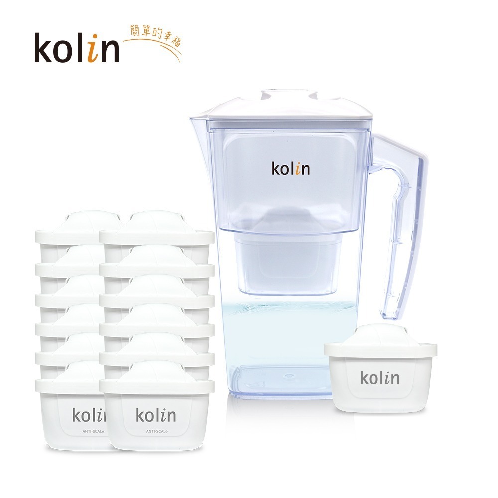 Kolin 歌林 2.5L濾水壺(內含四重濾芯*1)+五重淨垢濾芯12入(共1壺13芯/適用Brita)-細節圖6