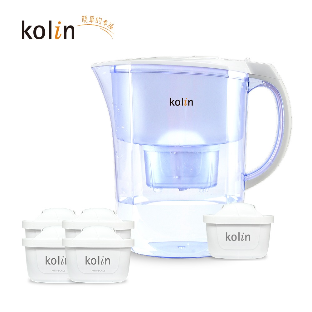 Kolin 歌林 3.8L濾水壺(內含四重濾芯*1)+五重淨垢濾芯4入(共1壺5芯/適用Brita)-細節圖6