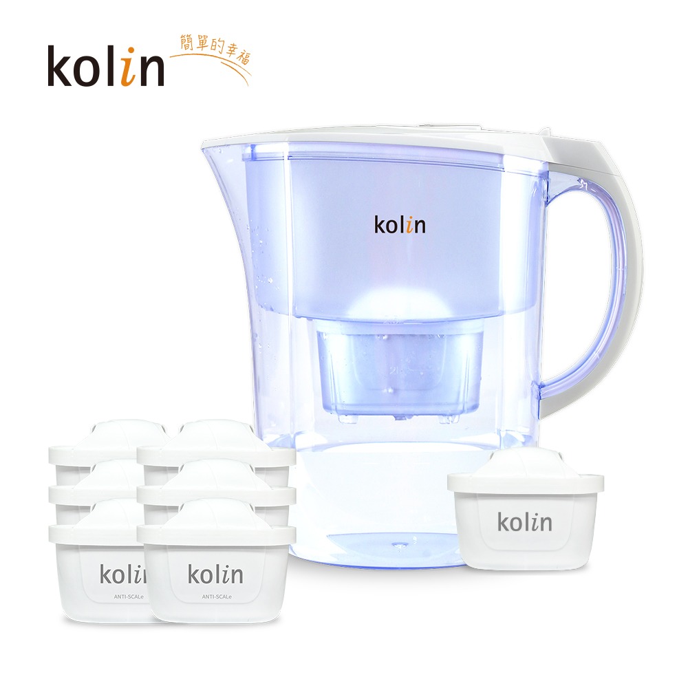 Kolin 歌林 3.8L濾水壺(內含四重濾芯*1)+五重淨垢濾芯6入(共1壺7芯/適用Brita)-細節圖6