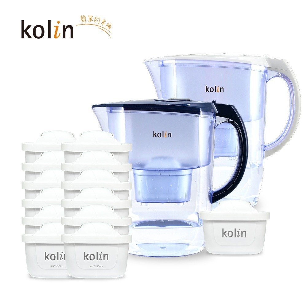 Kolin 歌林 3.8L濾水壺(內含四重濾芯*1)+五重淨垢濾芯12入(共1壺13芯/適用Brita)-細節圖4