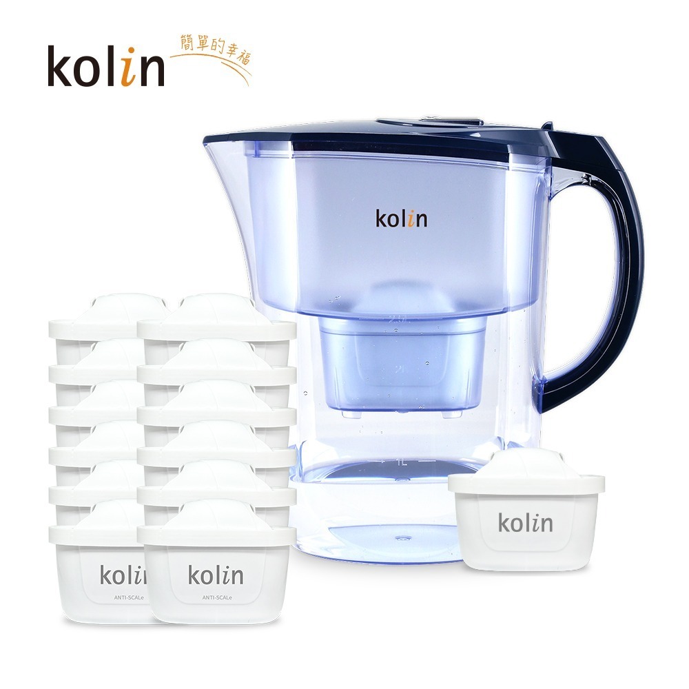 Kolin 歌林 3.8L濾水壺(內含四重濾芯*1)+五重淨垢濾芯12入(共1壺13芯/適用Brita)-細節圖5