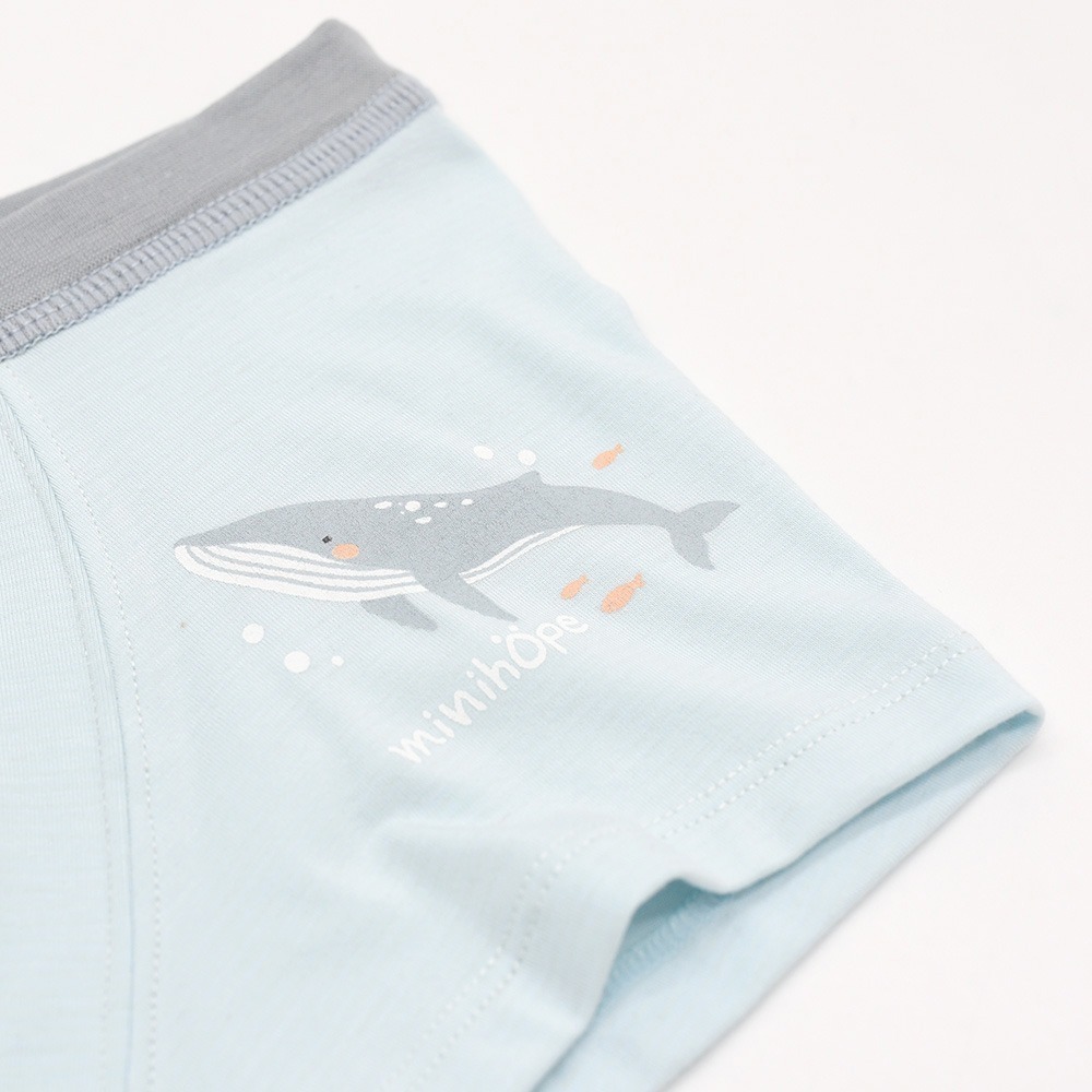 minihope沉靜海洋男童四角褲-奮勇向上的藍鯨-細節圖2