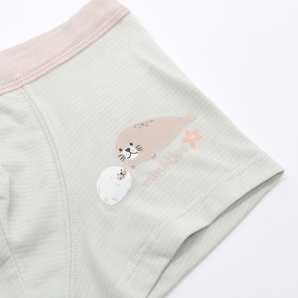 minihope沉靜海洋男童四角褲-溫柔對話的海豹-細節圖2