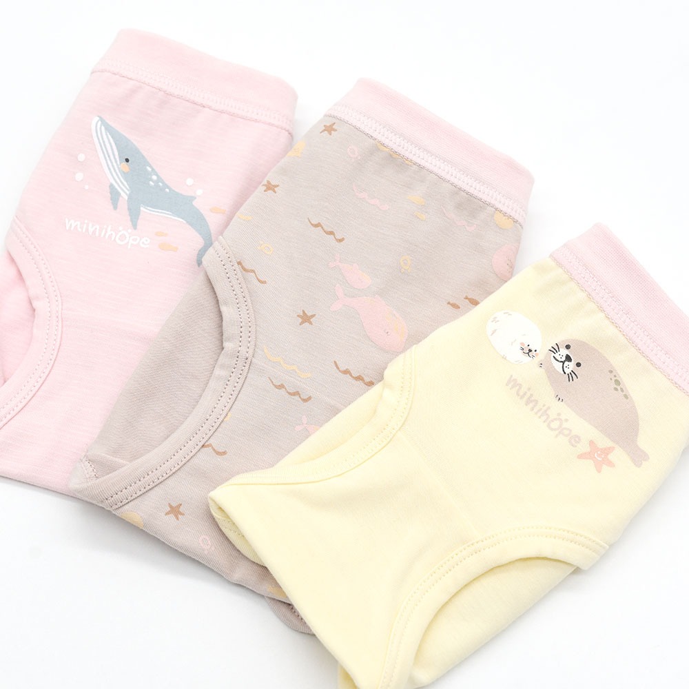 minihope沉靜海洋女童三角褲(3件組A)-細節圖2