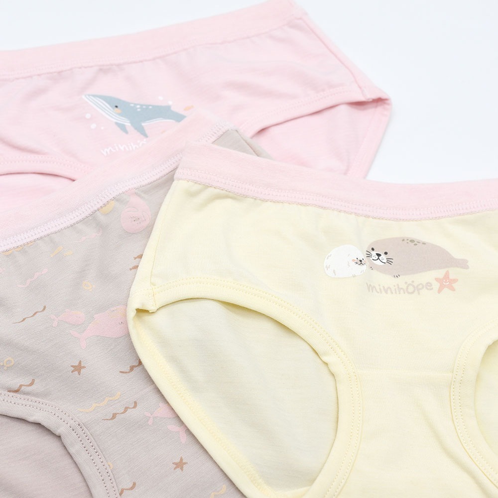 minihope沉靜海洋女童三角褲(3件組A)-細節圖3
