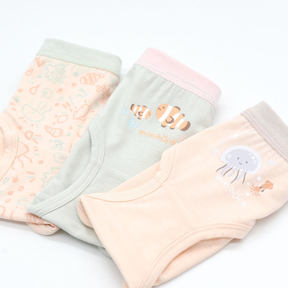 minihope沉靜海洋女童三角褲(3件組B)-細節圖2