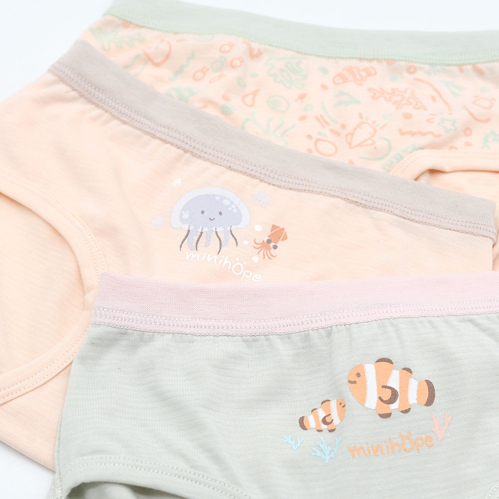 minihope沉靜海洋女童三角褲(3件組B)-細節圖3