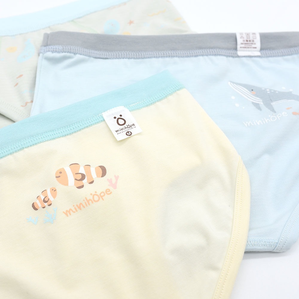 minihope沉靜海洋男童三角褲(3件組A)-細節圖2