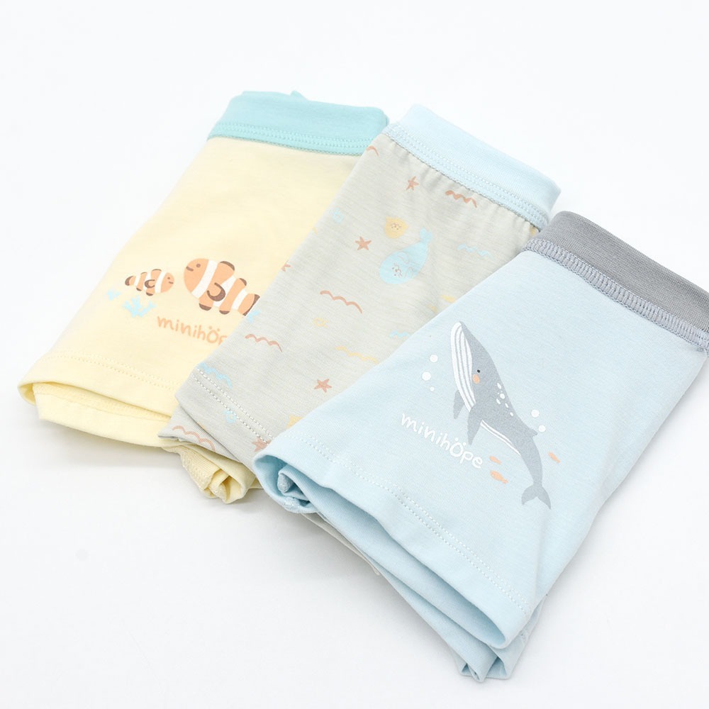 minihope沉靜海洋男童四角褲(3件組A)-細節圖2