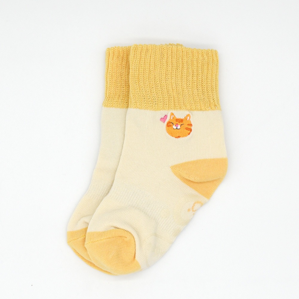 minihope刺繡反折中筒襪-奇奇(米)-細節圖2