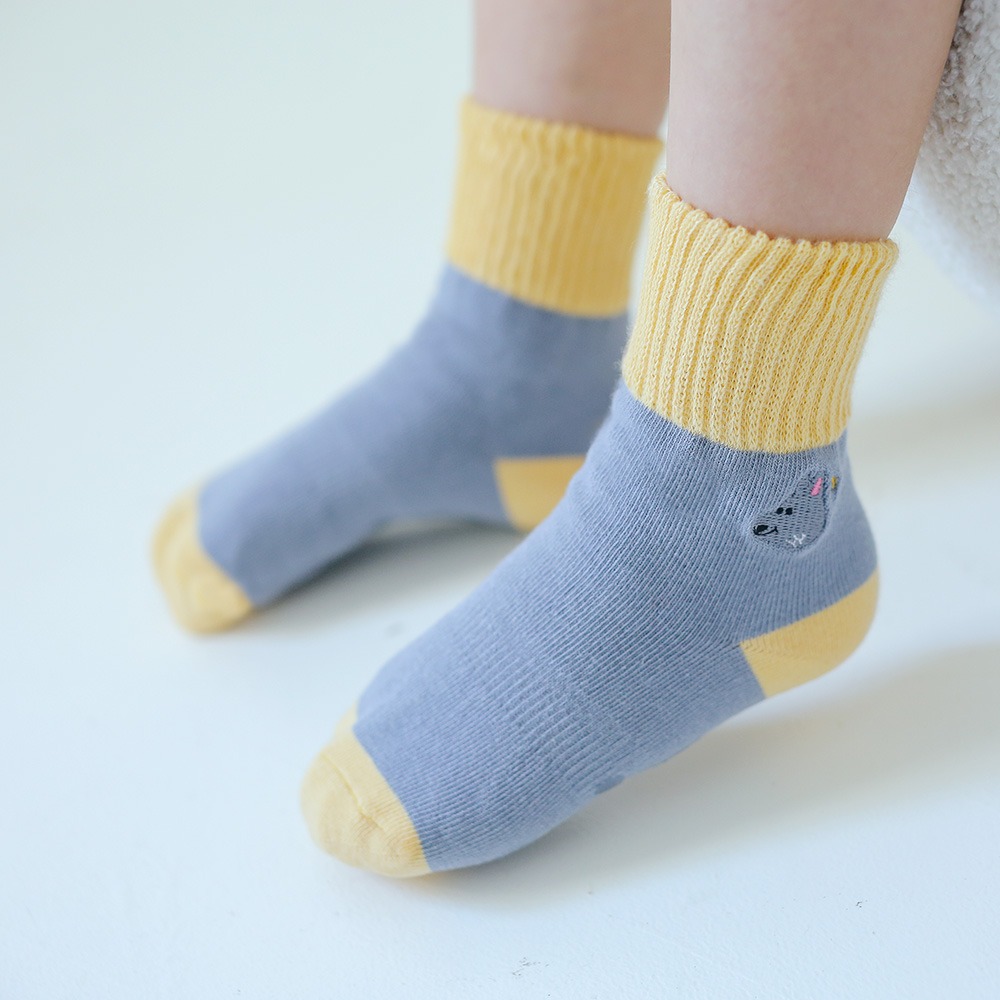 minihope刺繡反折中筒襪-OREO(灰)-細節圖4