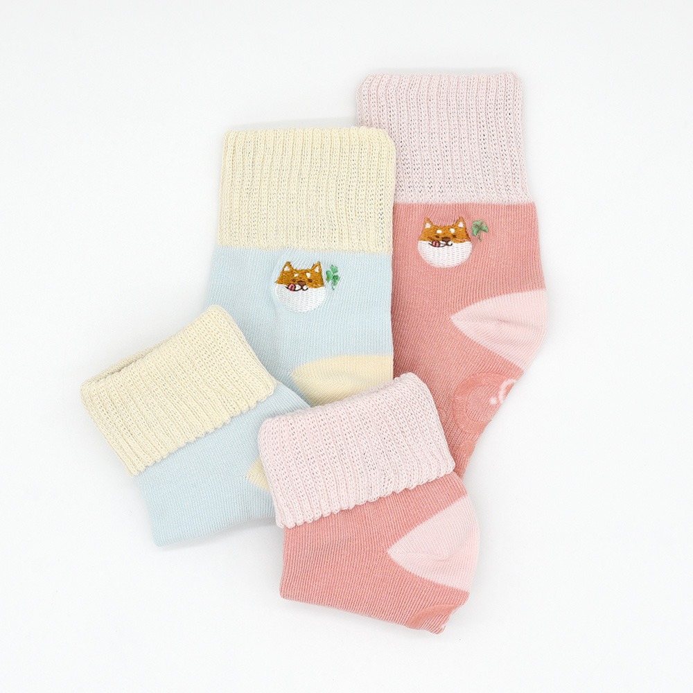 minihope刺繡反折中筒襪2雙組-阿福-細節圖2