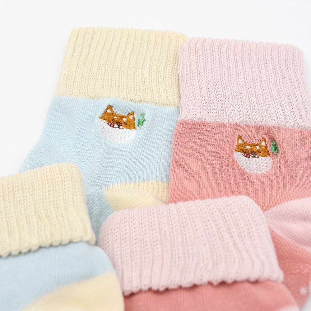 minihope刺繡反折中筒襪2雙組-阿福-細節圖3