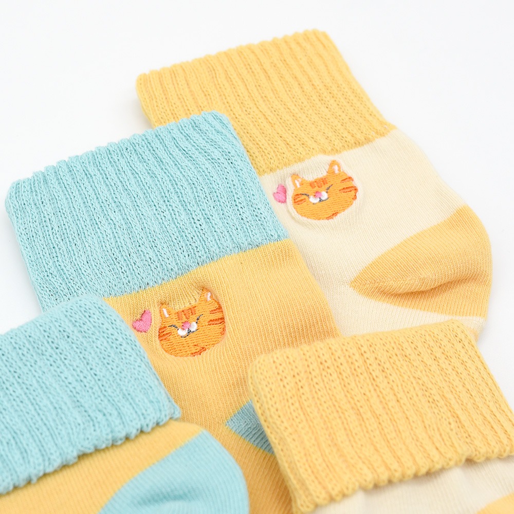 minihope刺繡反折中筒襪2雙組-奇奇-細節圖3
