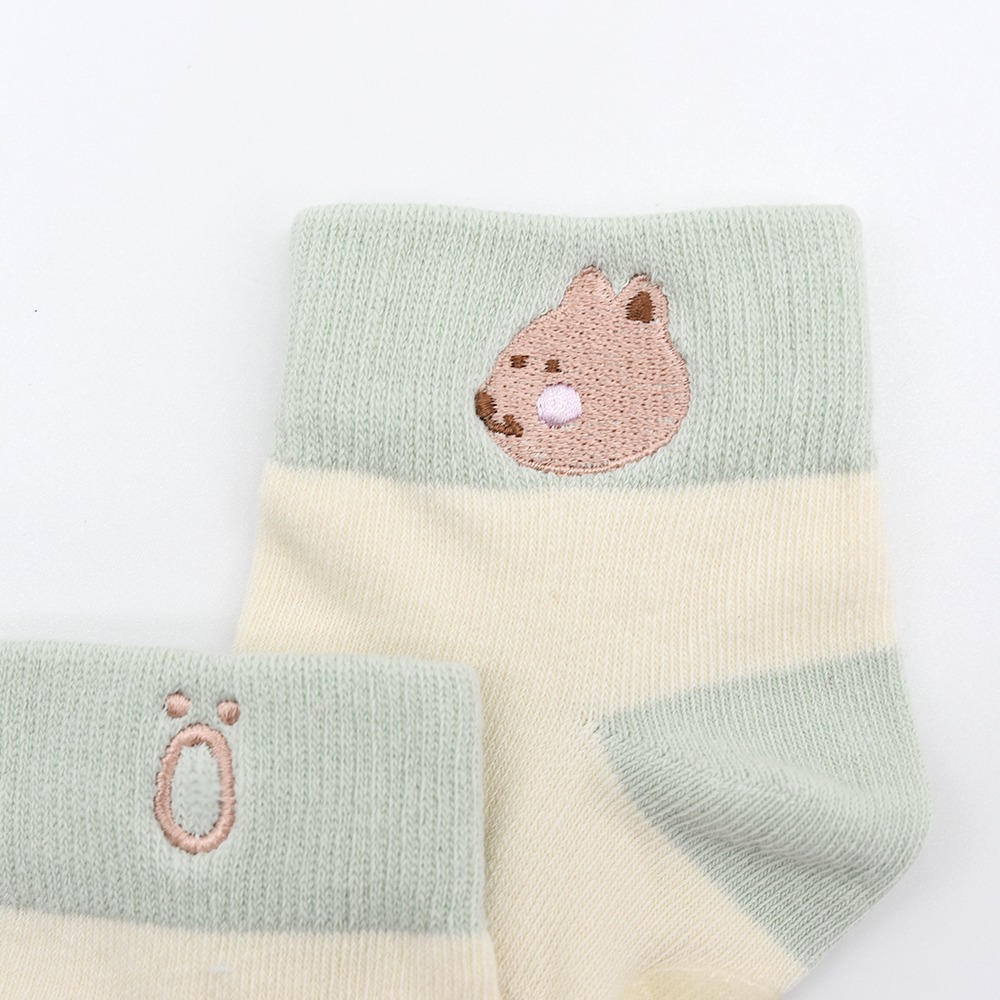 minihope抗菌除臭刺繡寬口襪(2雙組-松鼠+松果)-細節圖4