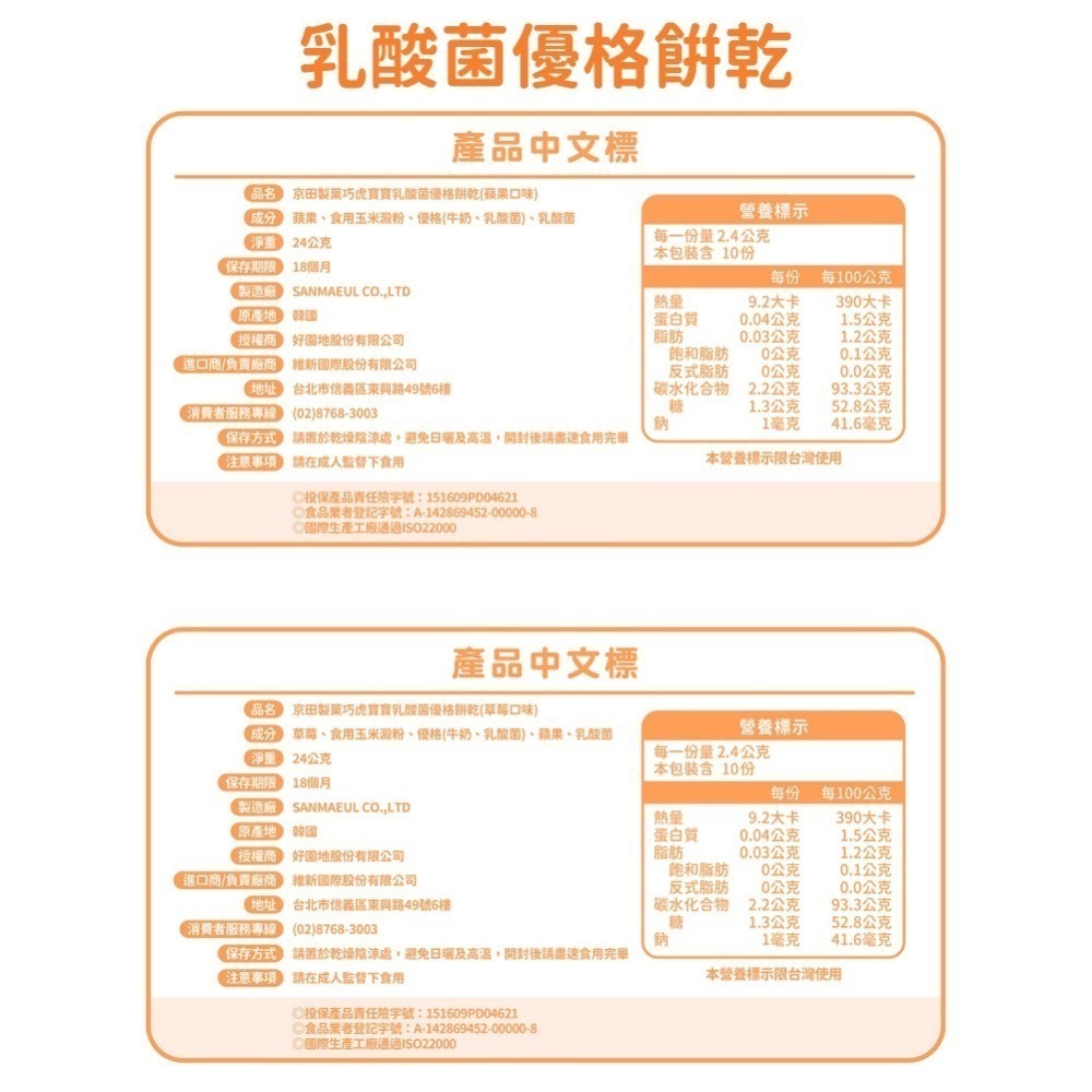 京田製菓巧虎寶寶乳酸菌優格餅乾(草莓/藍莓) 寶寶零食 【濠氣老闆】-細節圖2