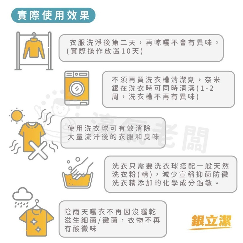 銀立潔 奈米銀絲活性抑菌兼除臭洗衣球(1盒2入)(奈米銀抑菌率98.7% 可重複使用)【濠氣老闆】-細節圖4