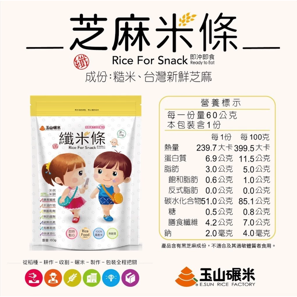 玉山碾米 無麩質米餅 (綜合纖米粒80g/綜合纖米條60g/芝麻纖米條60g) 100%純米 即時點心 無色素 非油炸-細節圖8