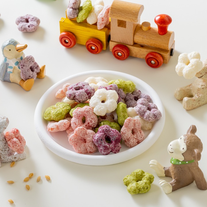 玉山碾米 益生菌米餅-抱米花(35g)(草莓口味/藍莓口味/蘋果口味/蔬菜口味) 波力聯名 花朵造型 100%台灣米製作-細節圖2