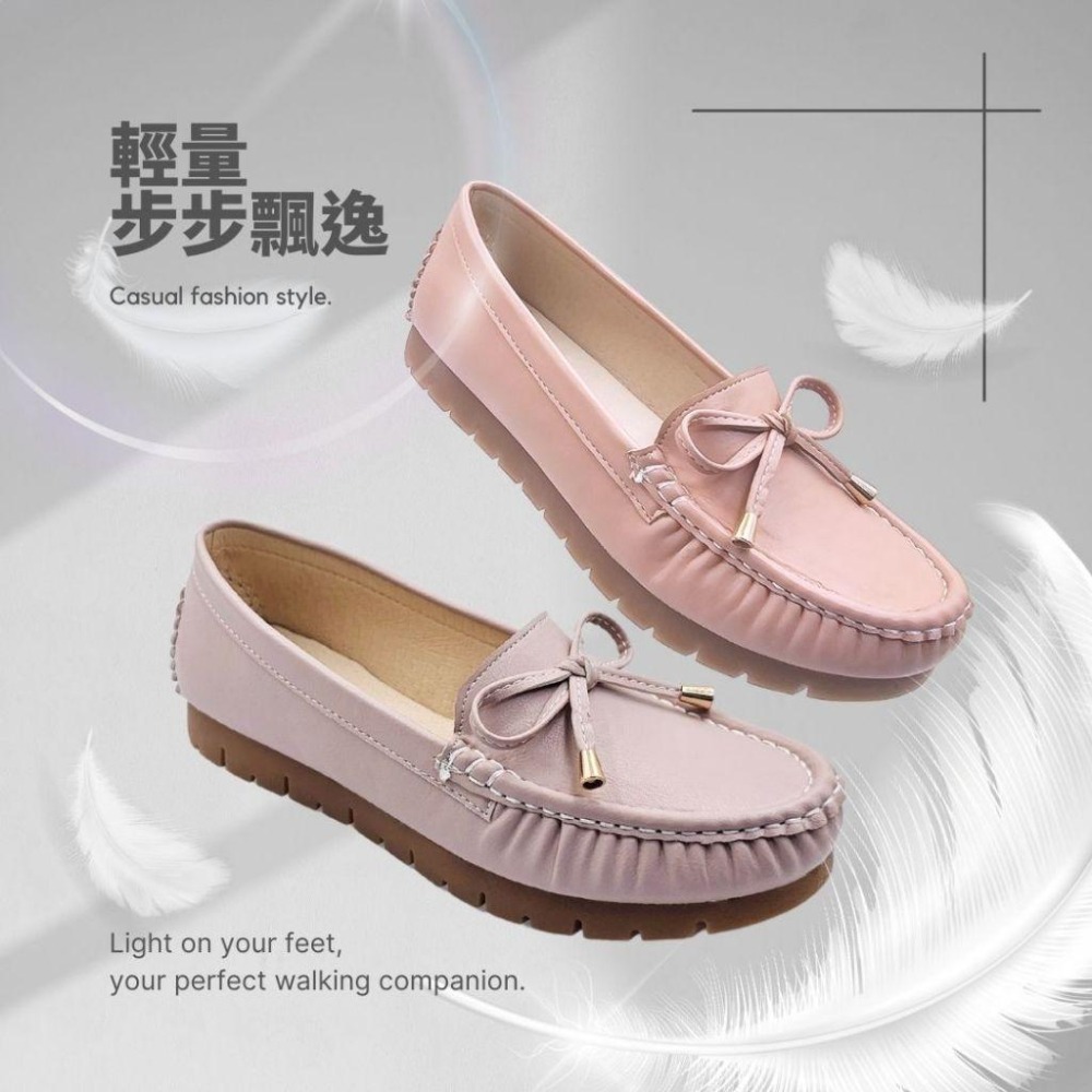 C&D 女鞋 真皮鞋墊 輕量厚底蝴蝶結時尚包鞋 防滑舒適便鞋 C-3347-細節圖2