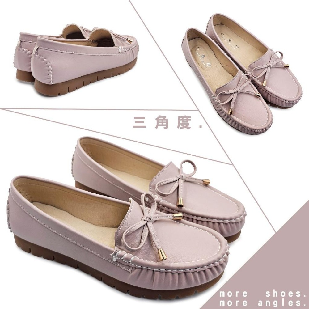 C&D 女鞋 真皮鞋墊 輕量厚底蝴蝶結時尚包鞋 防滑舒適便鞋 C-3347-細節圖7
