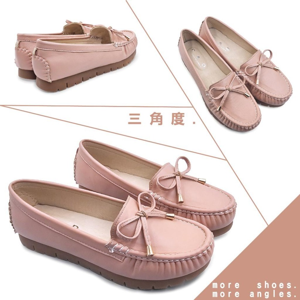 C&D 女鞋 真皮鞋墊 輕量厚底蝴蝶結時尚包鞋 防滑舒適便鞋 C-3347-細節圖8