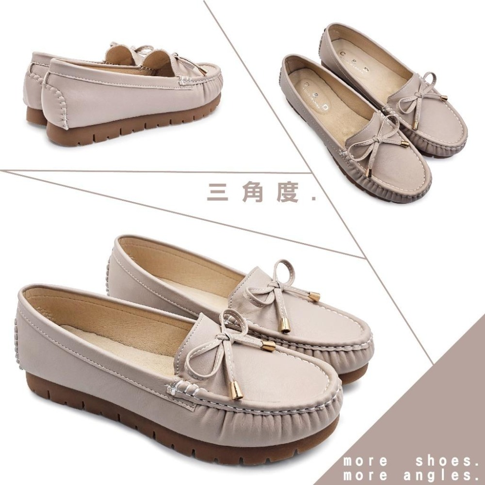 C&D 女鞋 真皮鞋墊 輕量厚底蝴蝶結時尚包鞋 防滑舒適便鞋 C-3347-細節圖9