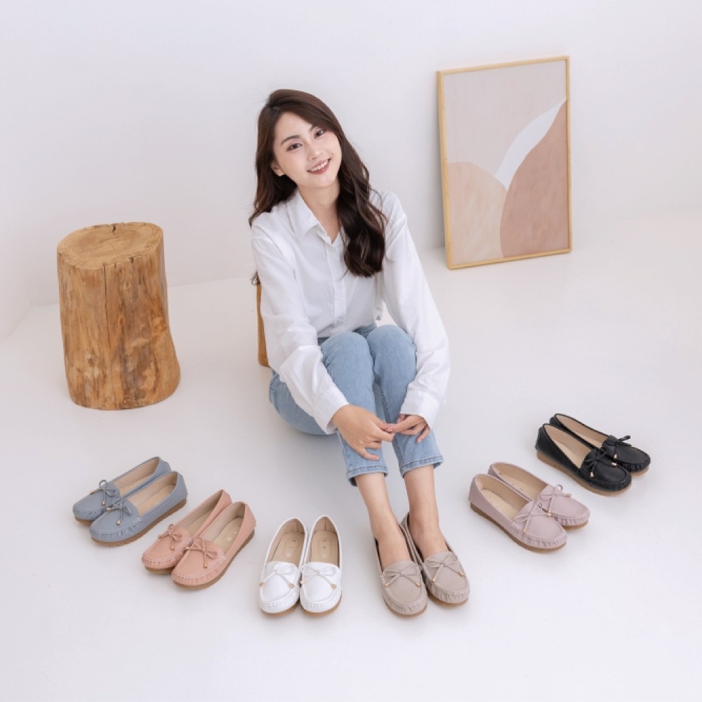 C&D 女鞋 真皮鞋墊 輕量厚底蝴蝶結時尚包鞋 防滑舒適便鞋 C-3347-細節圖10