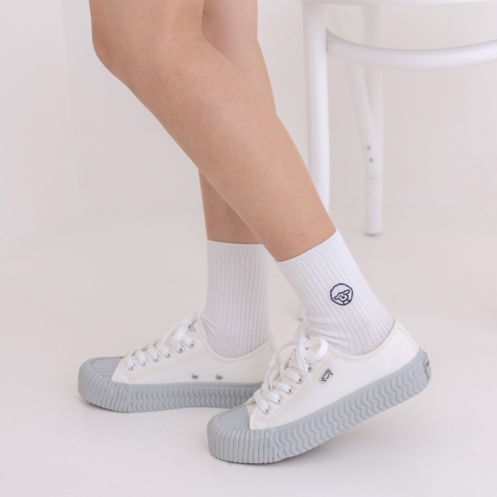FROGKING MIT 男女款 防潑水厚底舒適帆布餅乾鞋 休閒鞋 帆布鞋 平底鞋 餅乾底 餅乾鞋 白灰 F-0097-規格圖11