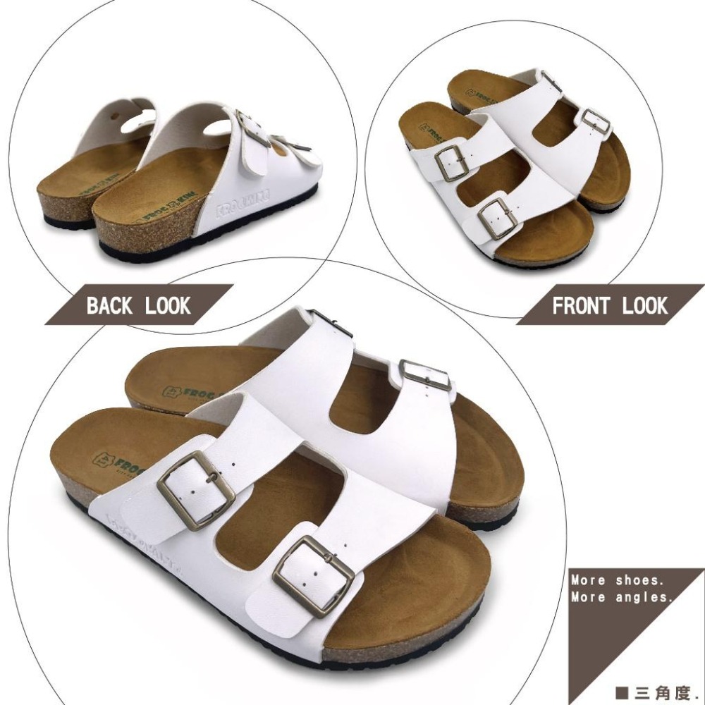 FROGKING MIT 男女款 經典雙釦足弓不死硬底拖鞋 足弓拖鞋 真皮中底 新型米糠底 F-205-細節圖7