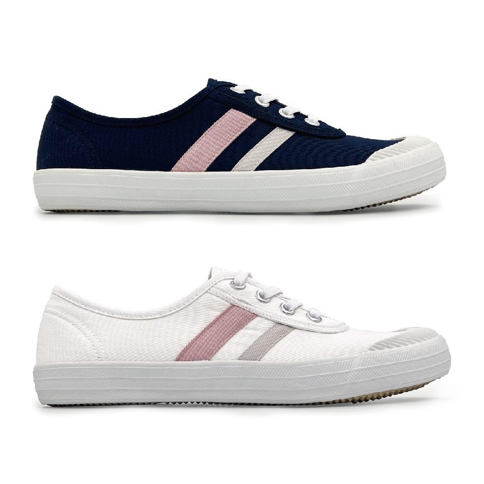 FROGKING MIT 台灣製  女鞋 撞色雙槓免綁帶休閒鞋 懶人鞋 平底鞋 F-1288-細節圖2