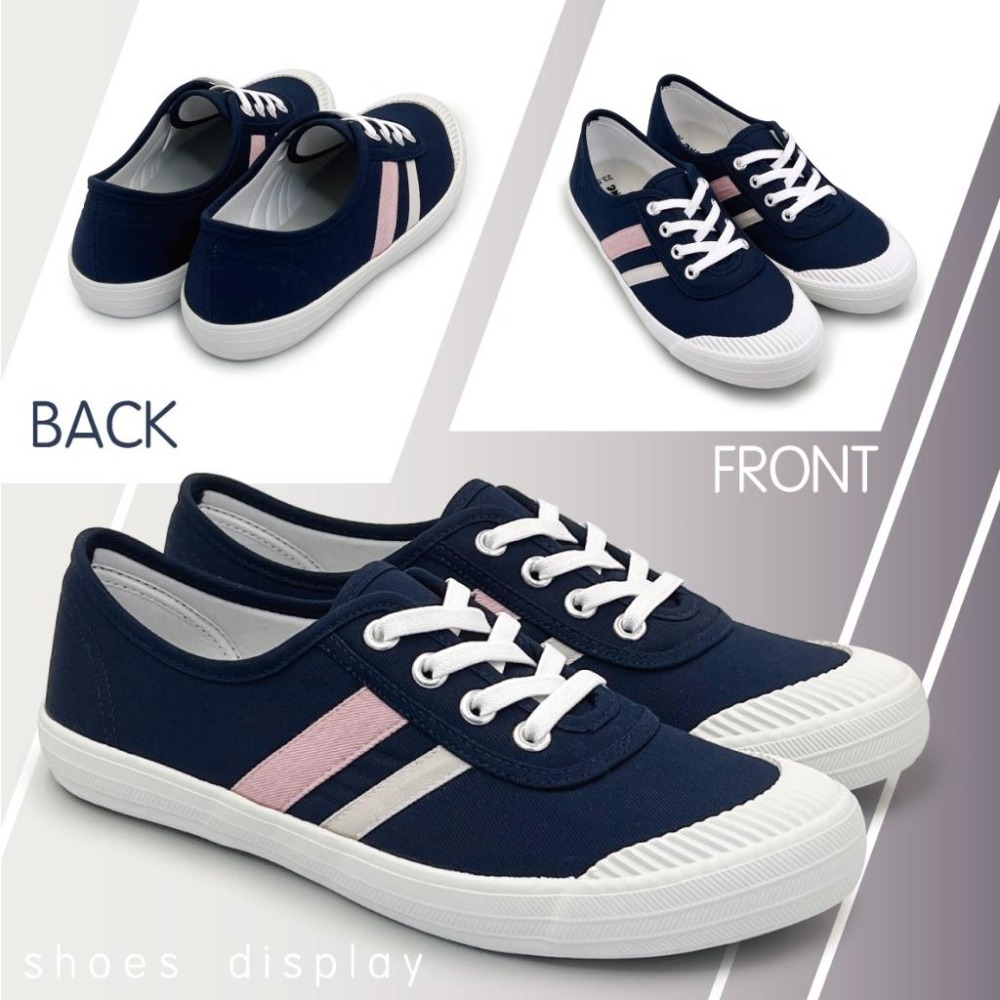 FROGKING MIT 台灣製  女鞋 撞色雙槓免綁帶休閒鞋 懶人鞋 平底鞋 F-1288-細節圖9